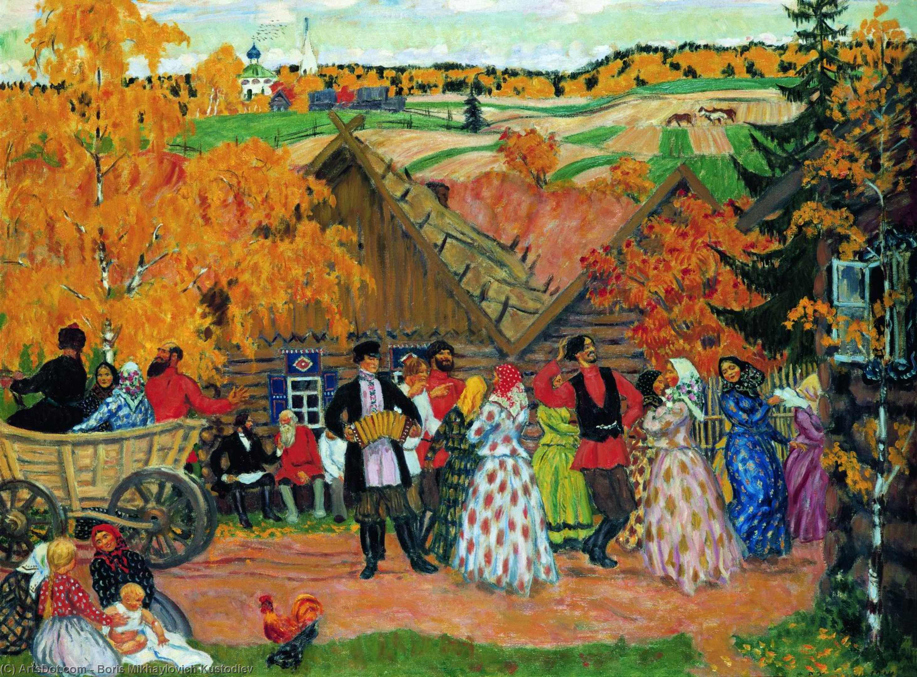 Village Holiday (autumn Holiday In The Village) — Boris Michailowitsch Kustodijew
