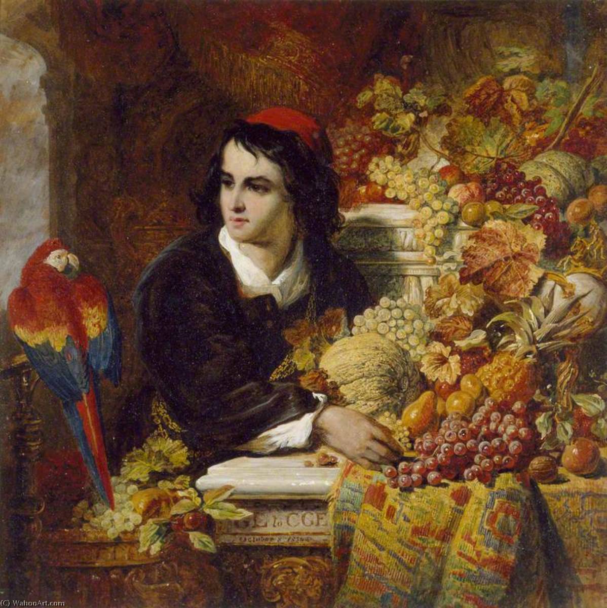 Still Life Of Fruits With The Figure Of A Young Man — George Lance
