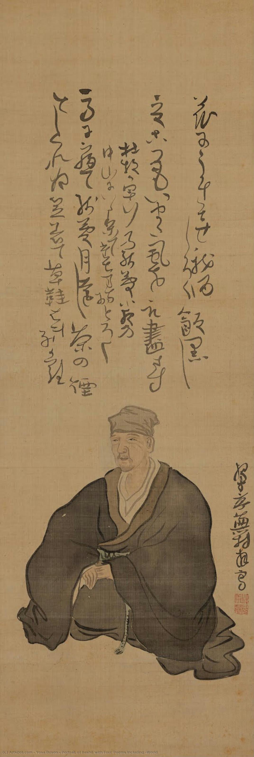 Portrait Of Bashō With Four Poems Including “world — Yosa Buson