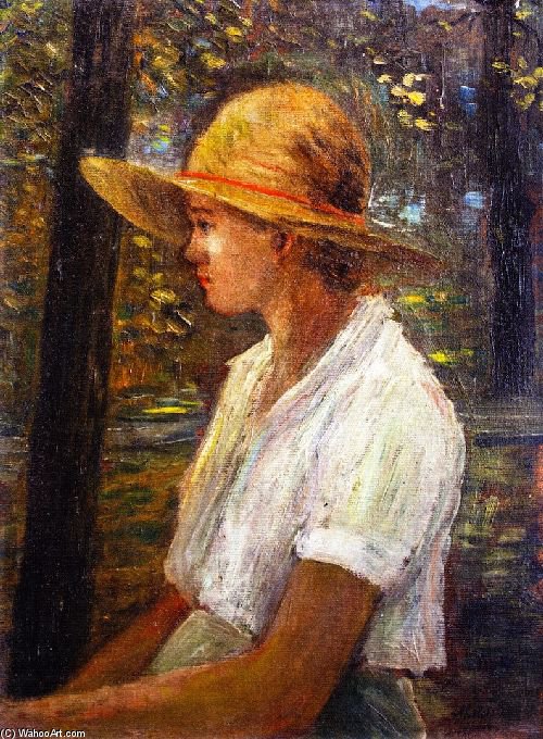 Young Girl Straw Hat — George Van Millett