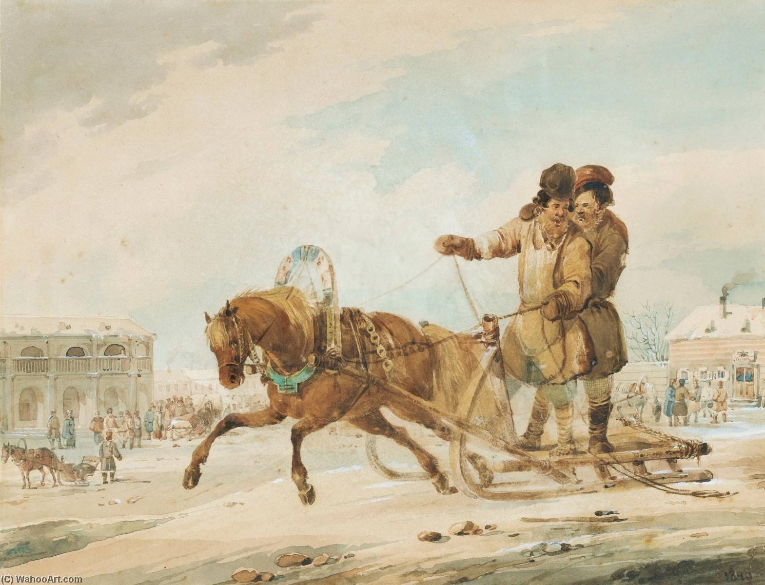 Sleigh Ride Through A Russian Town — Karl Ivanovich Kollman