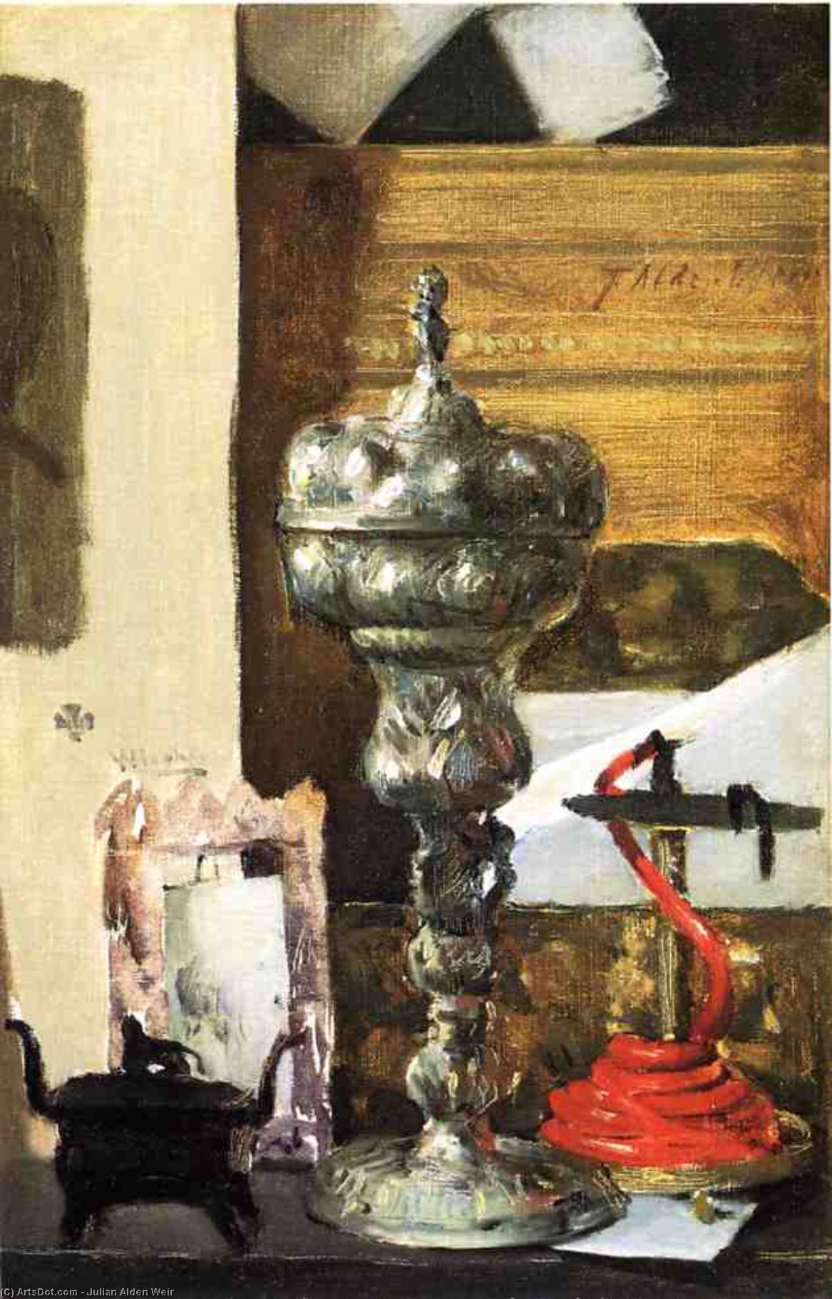 Silver Chalice, Japanese Bronze And Red Tapir — Julian Alden Weir