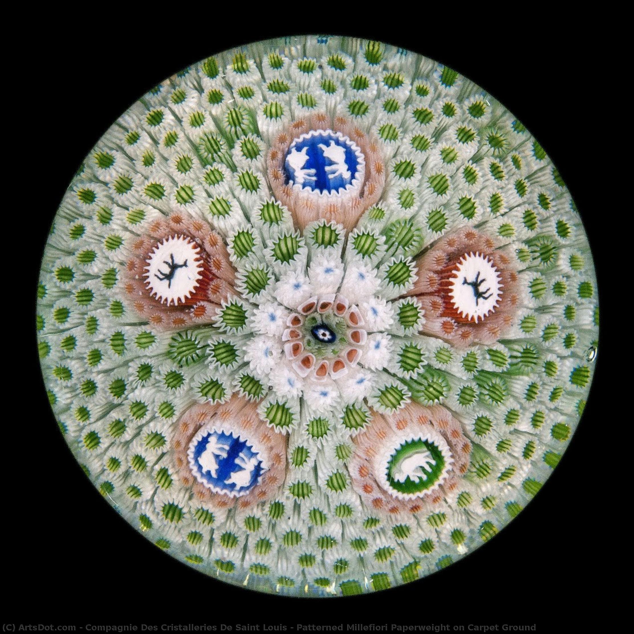 Patterned Millefiori Paperweight On Carpet Ground — Compagnie Des Cristalleries De Saint Louis