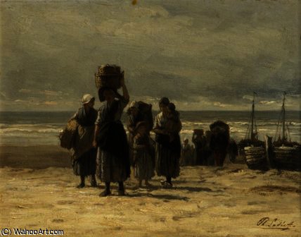 Arrival Of Fishing Smacks — Philippe Lodowyck Jacob Sadee