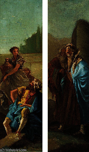 A Seated Man And A Woman With A Jar; And Two Men In Orential Costume — Giambattista Tiepolo