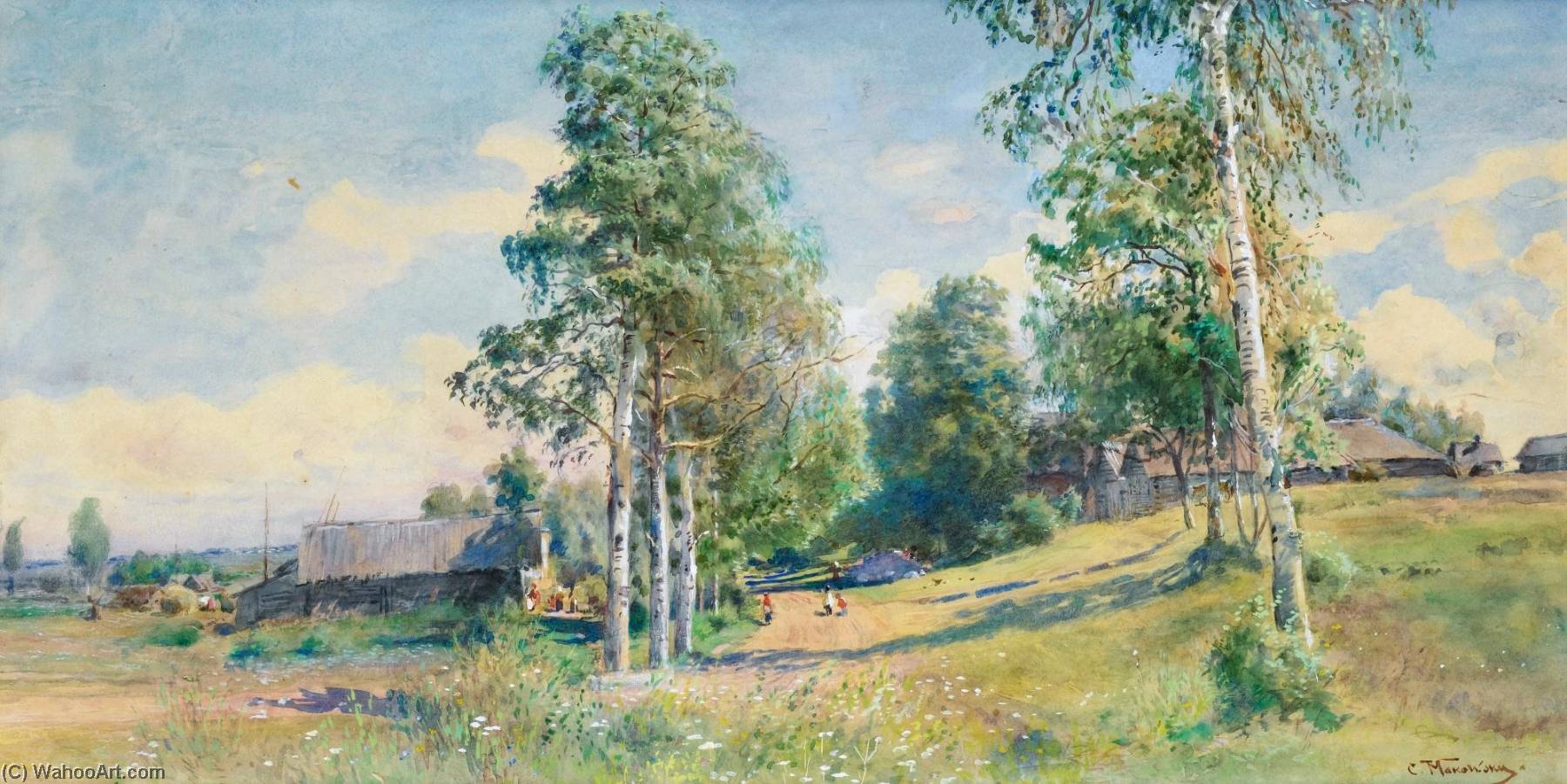 Russian Village In Spring — Konstantin Yegórovich Makovski