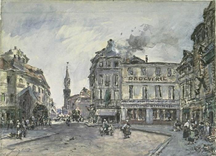 A Place In Avignon With A Drugstore — Johan Barthold Jongkind