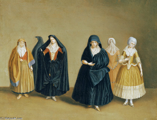 Ladies Of The Knights Of Malta With Their Maid Servant — Antoine De Favray