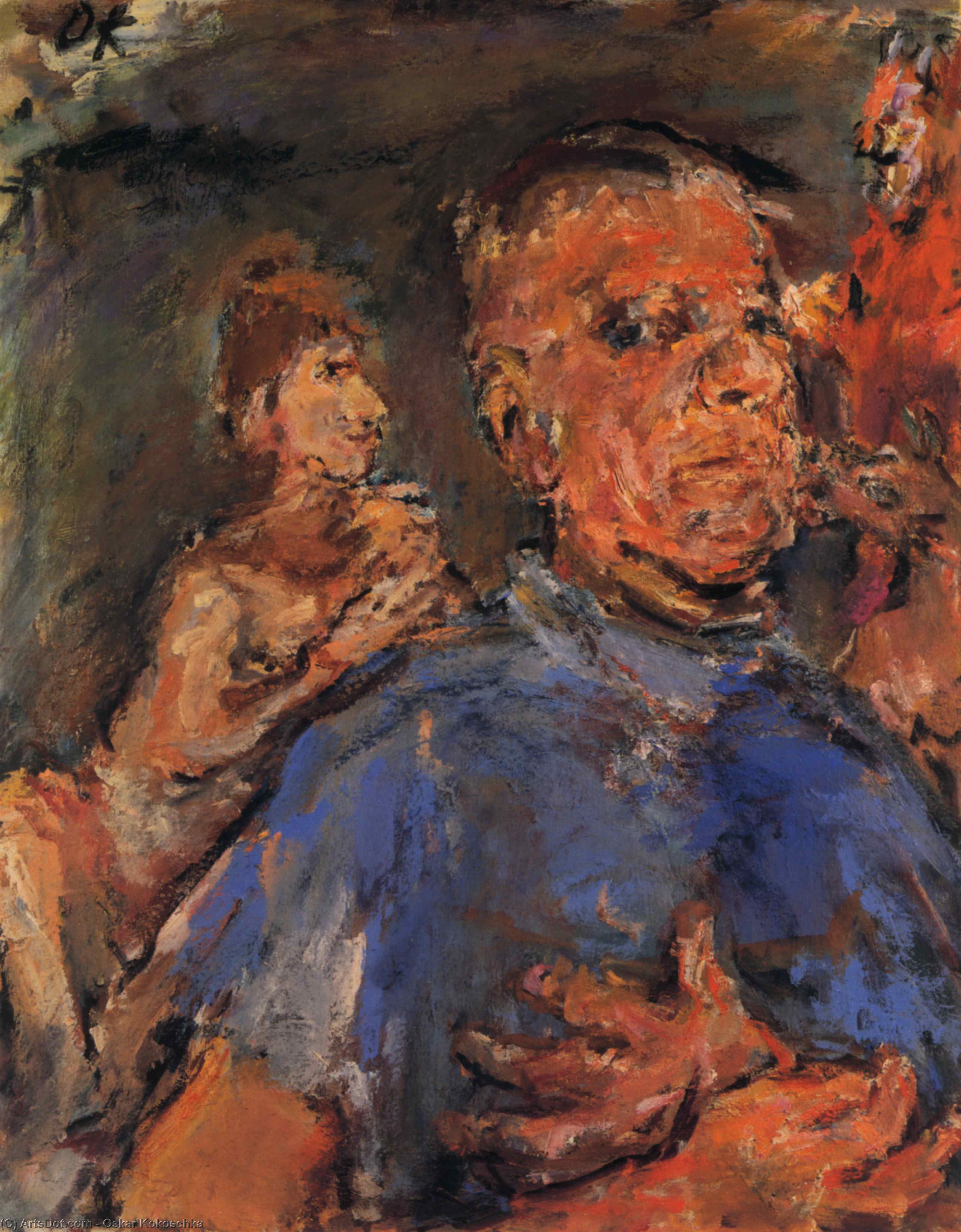 Autoportrait, Self-portrait, Huile Sur Toile, — Oskar Kokoschka