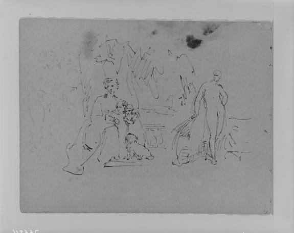 Woman With Two Children And Dog; Standing Figure — Thomas Sully