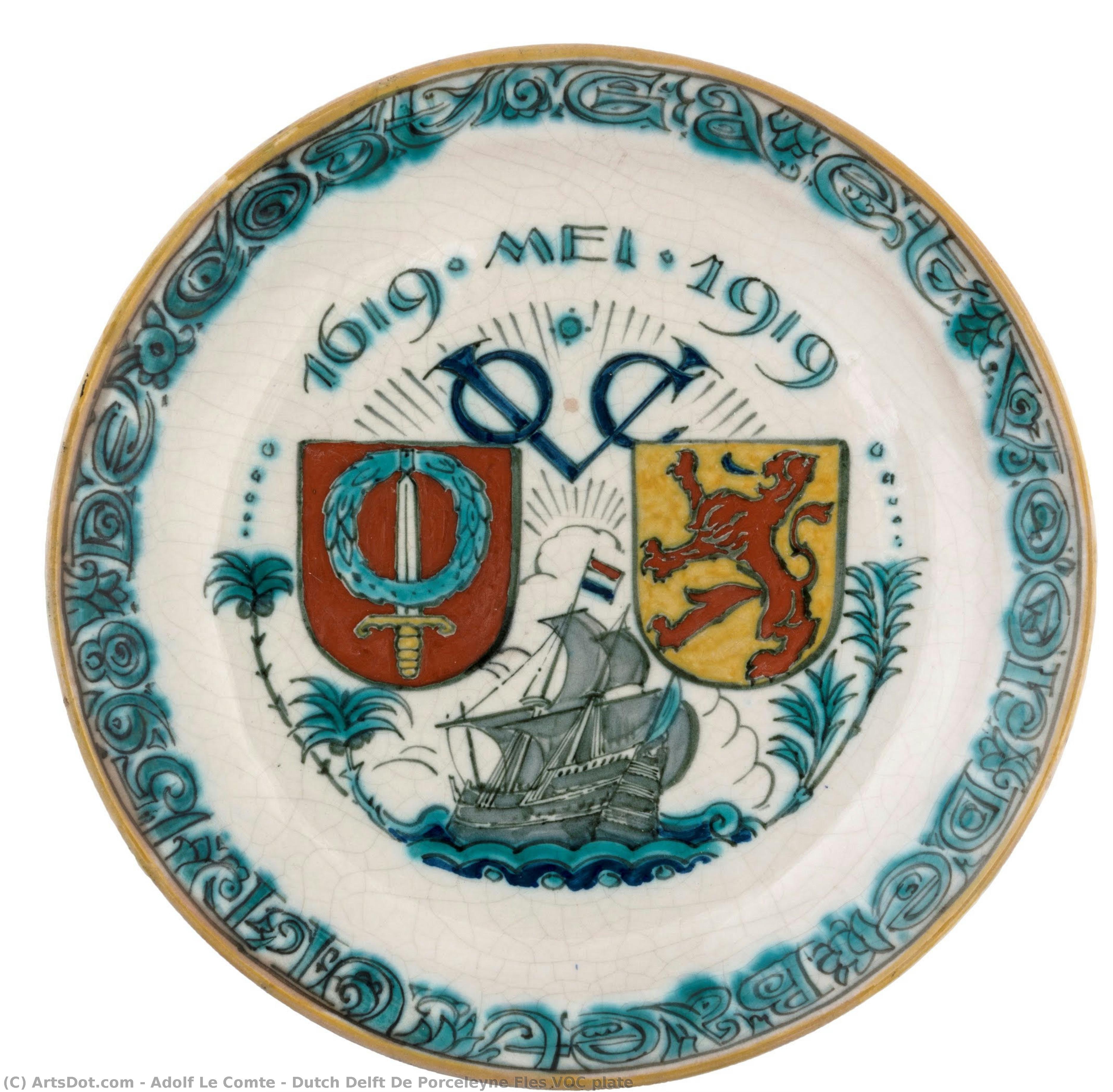Dutch Delft De Porceleyne Fles Voc Plate — Adolf Le Comte