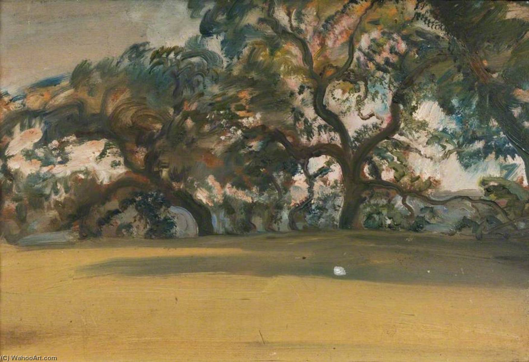 Porlock Studies, Trees By The Edge Of A Field (recto) — Sir Alfred James Munnings