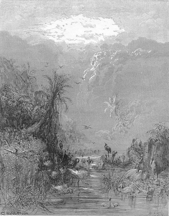 Pl033 Meanwhile The Tepid Caves And Fens And Shores Their Brood As Numerous Hatch — Paul Gustave Doré