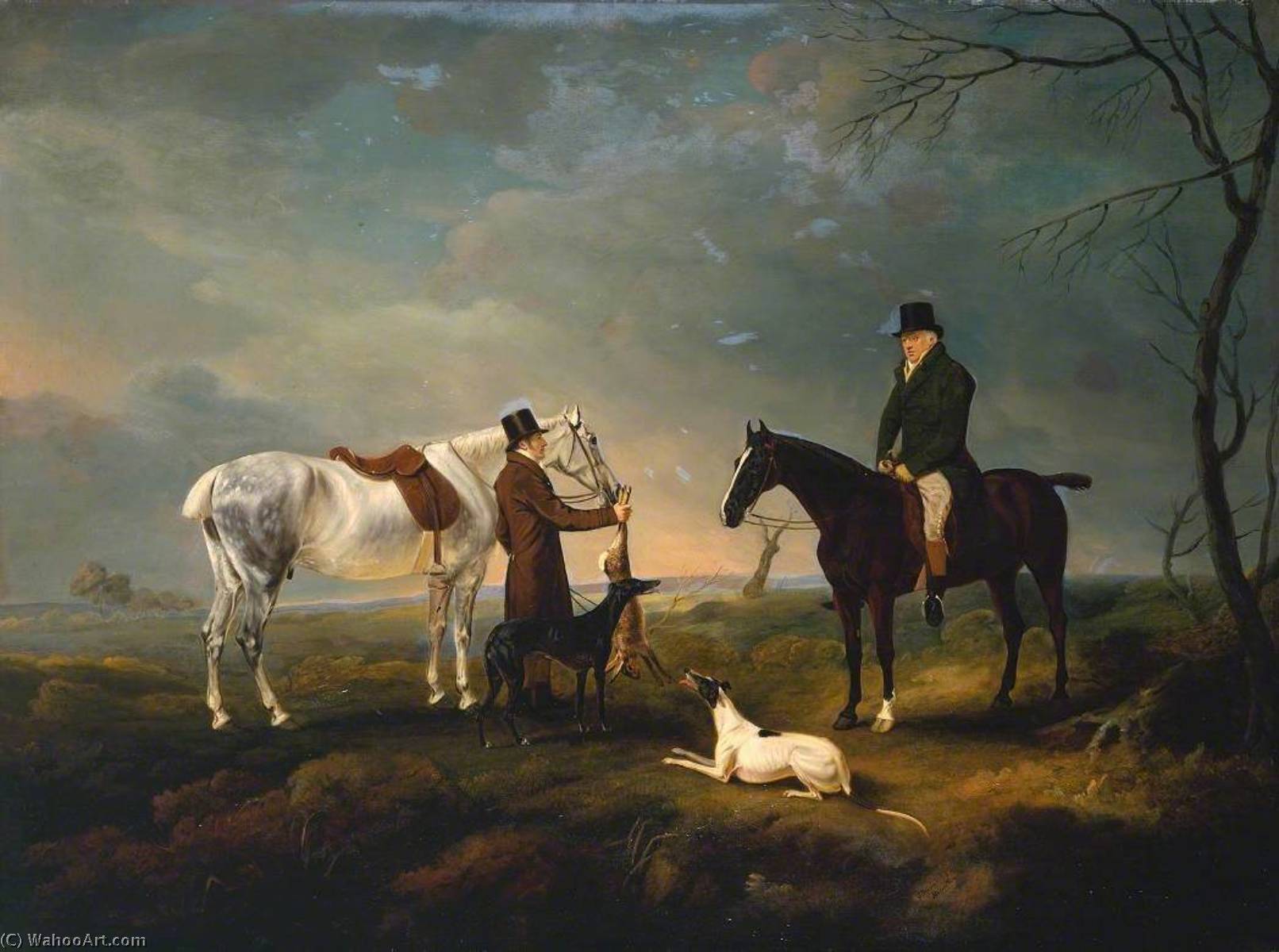 Sir Robert Leighton After Coursing, With A Groom And A Couple Of Greyhounds — Sr John E Ferneley
