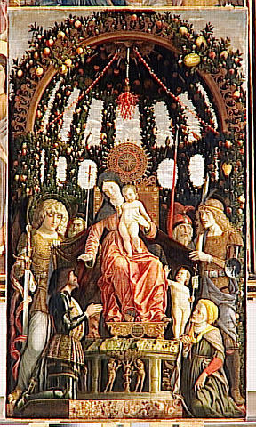 La Vierge Et L'enfant Entoures De Six Saints Et Adores Par Gian Francesco Ii Gonzaga Dite La Vierge De La Victoire — Андреа Мантења