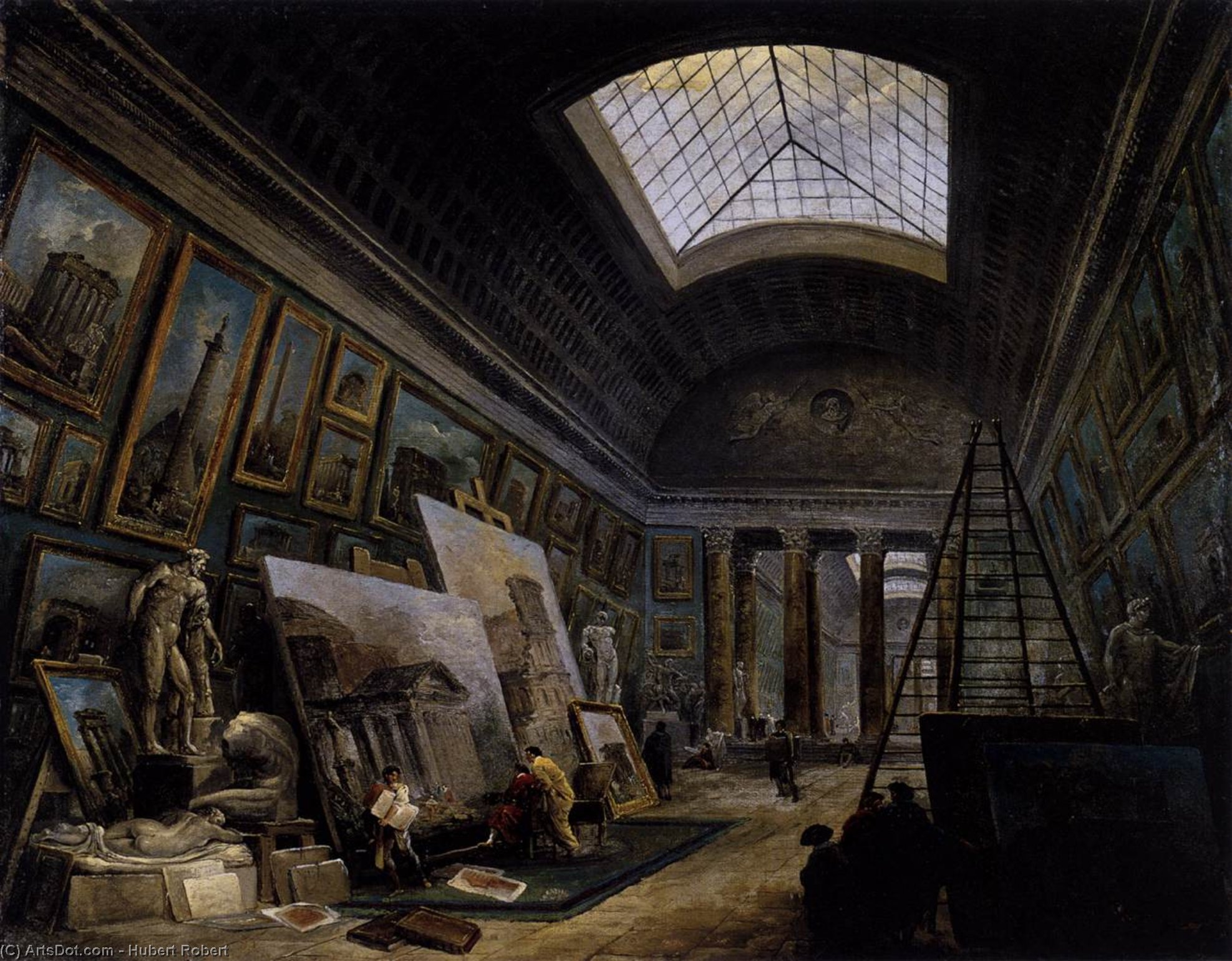 Imaginary View Of The Grande Galerie In The Louvre — Hubert Robert