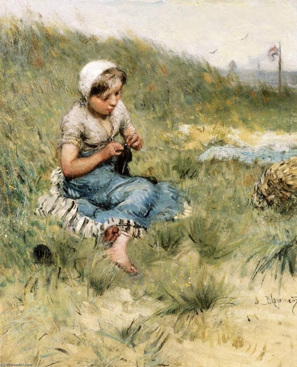 Knitting In The Dunes — Bernardus Johannes (bernard) Blommers