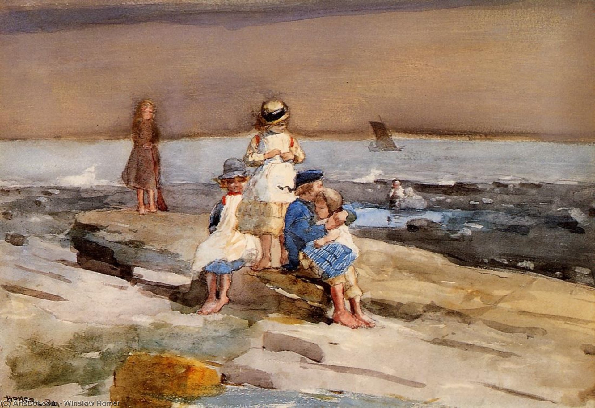 Children On The Beach — Winslow Homer