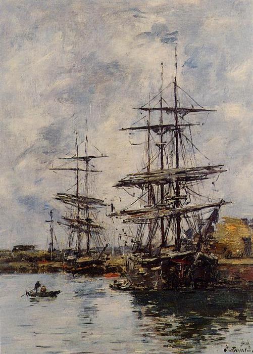 Deauville, Ships At Dock — Eugène Louis Boudin