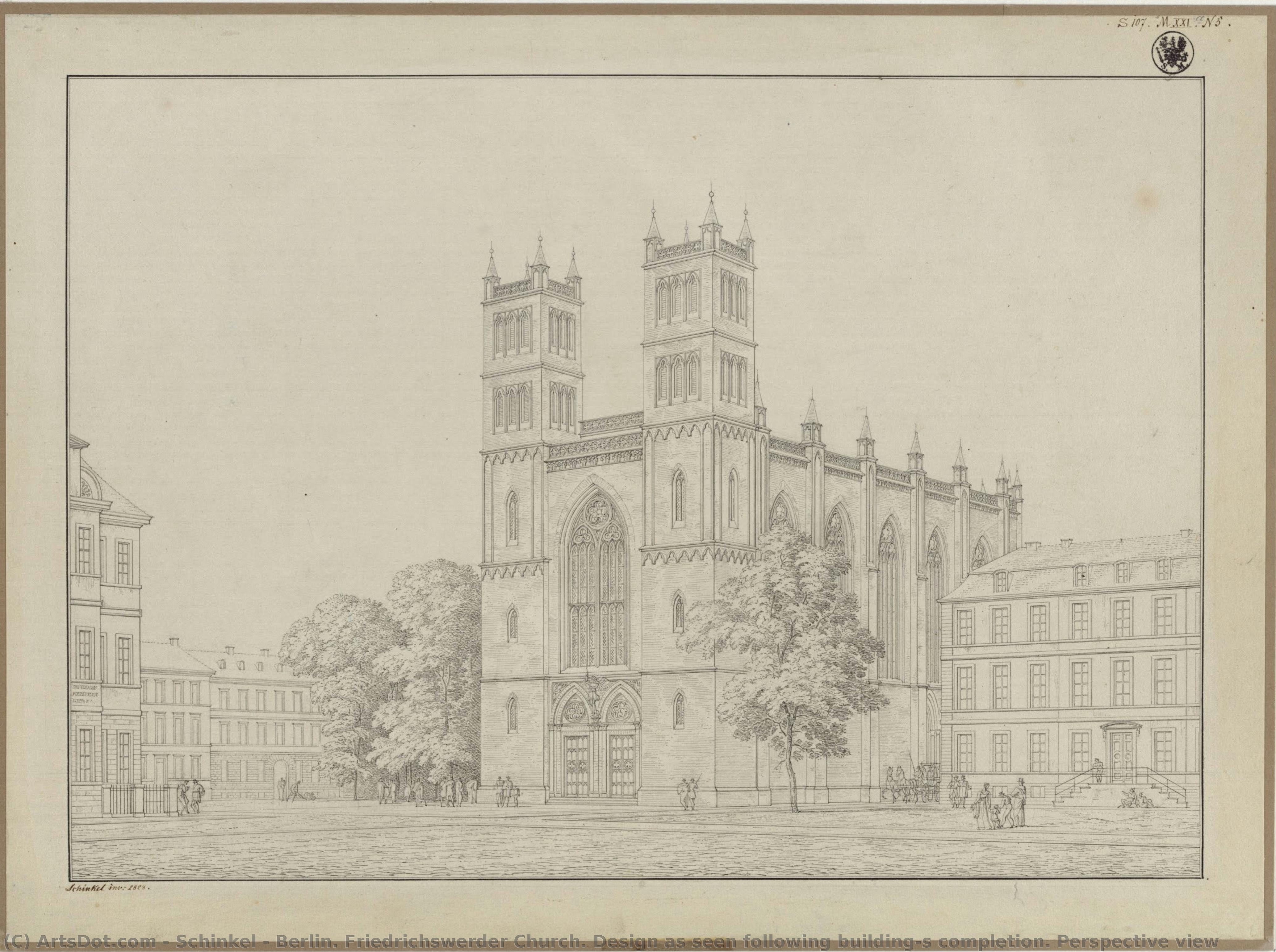 Berlín. Iglesia De Friedrichswerder. Diseño Tal Como Se Vio Tras La Finalización Del Edificio. Vista De Perspectiva — Karl Friedrich Schinkel
