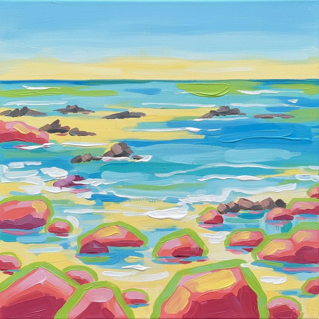 Resonancia Cromática De La Orilla En Impasto Radiante De Magenta Y Cian — Laurent Cartier