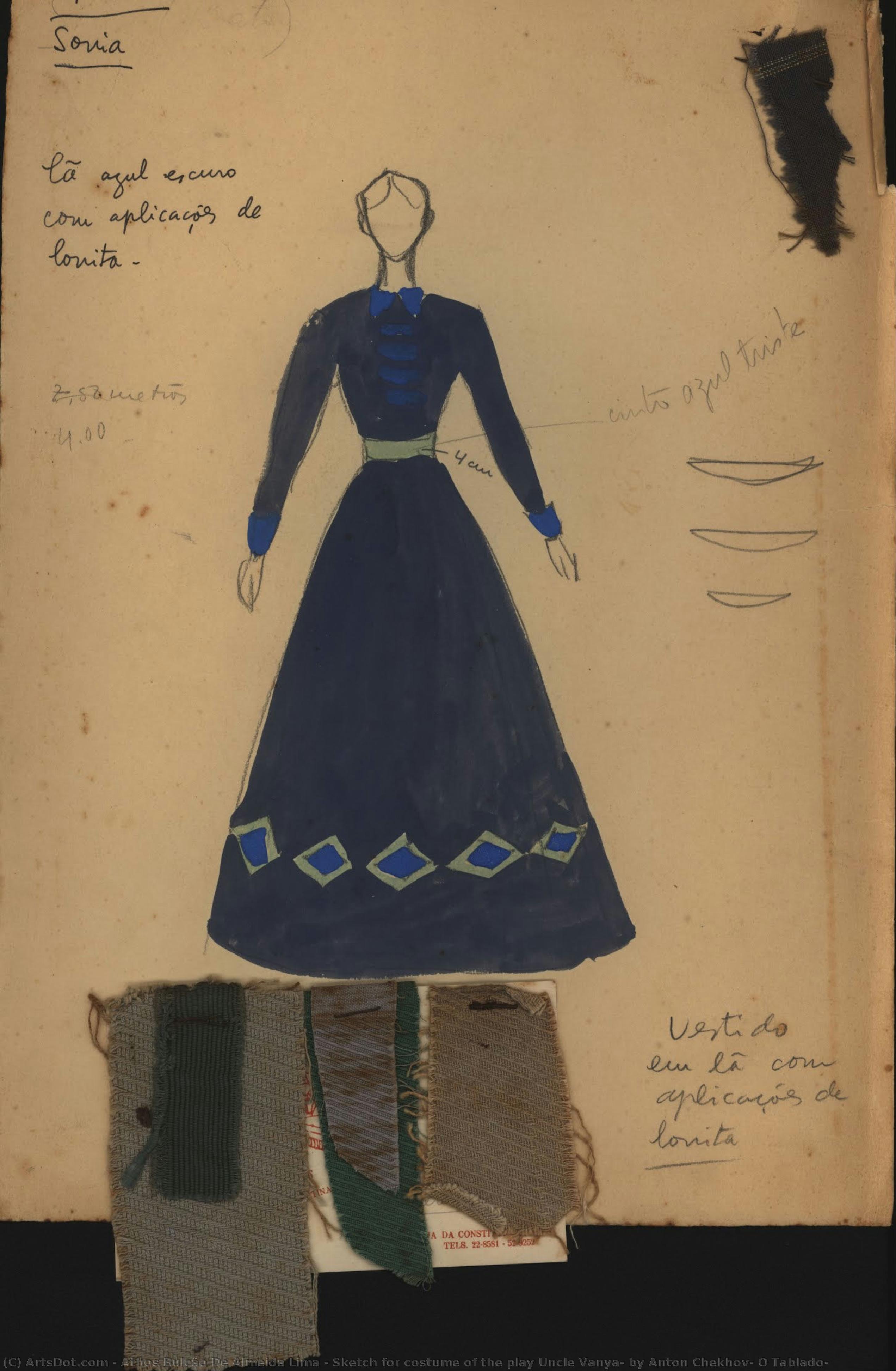 Sketch For Costume Of The Play Uncle Vanya, By Anton Chekhov, O Tablado — Atos Bulkao De Almeida Lima