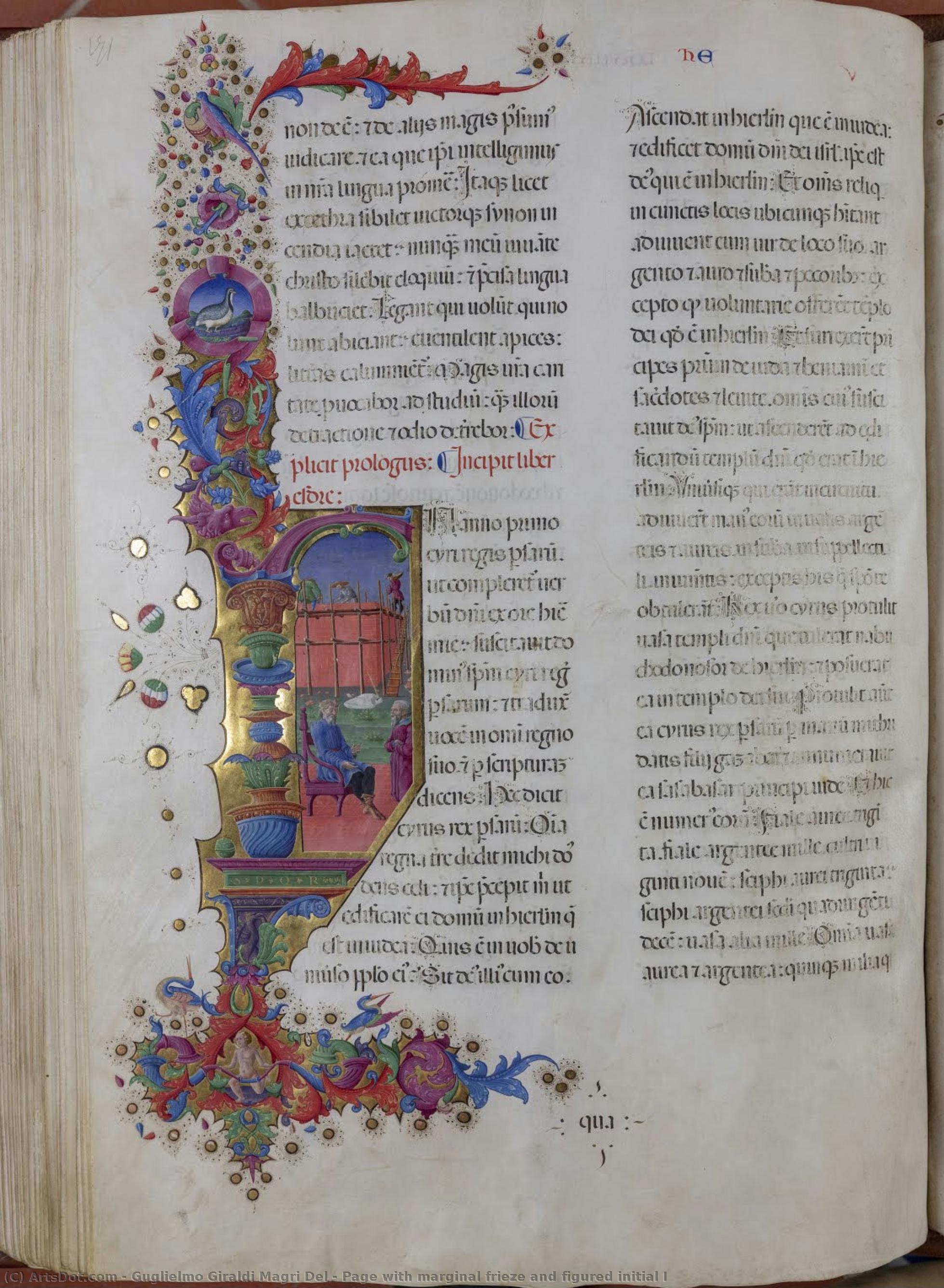 Page With Marginal Frieze And Figured Initial I — Guglielmo Giraldi Magri Del