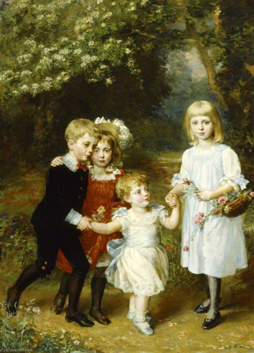 The Four Eldest Agar Robartes Children — Anna Lea Merritt