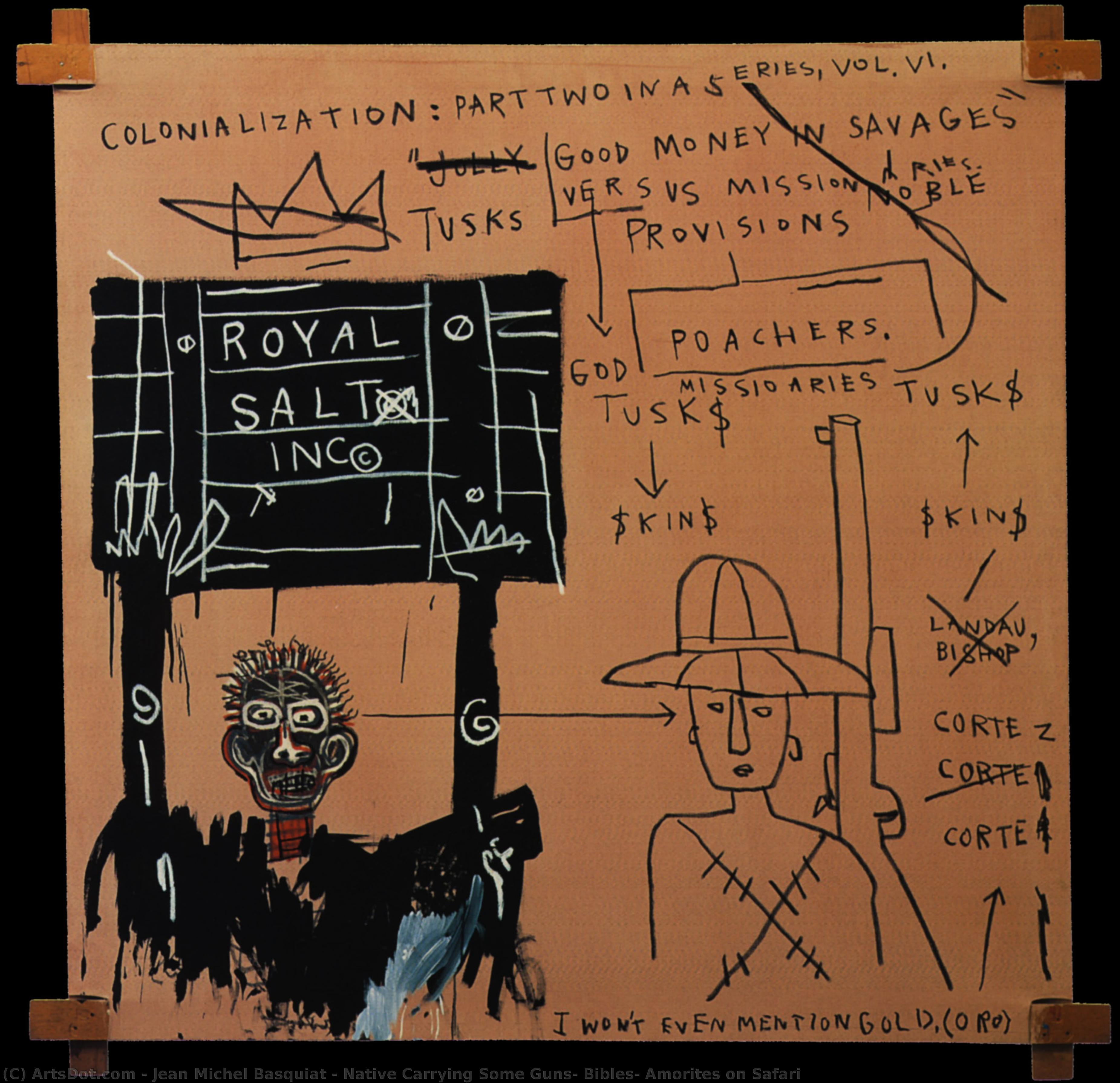 Native Carrying Some Guns, Bibles, Amorites On Safari — Jean Michel Basquiat