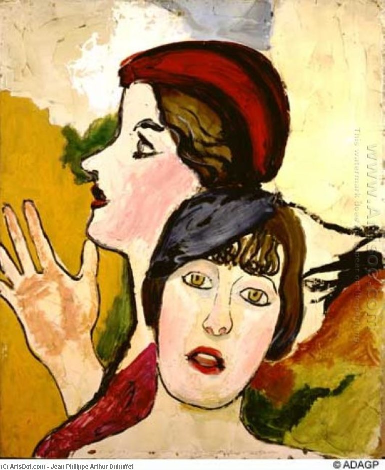 Two Female Heads In Profile — Jean Philippe Arthur Dubuffet