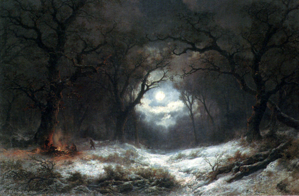 Remi Van A Moonlit Winter Landscape — Remigius Van Haanen