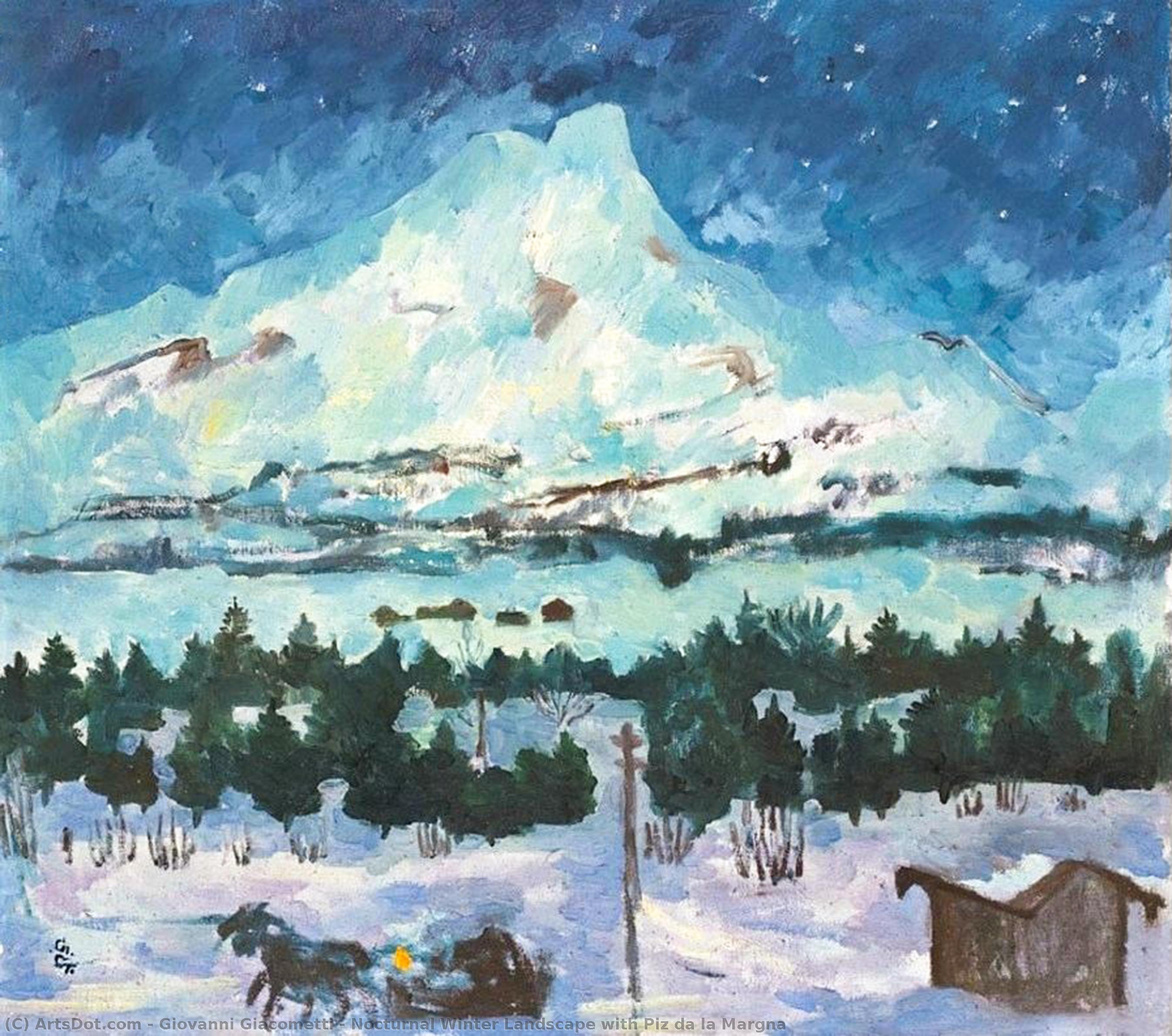 Nocturnal Winter Landscape With Piz Da La Margna — Giovanni Giacometti