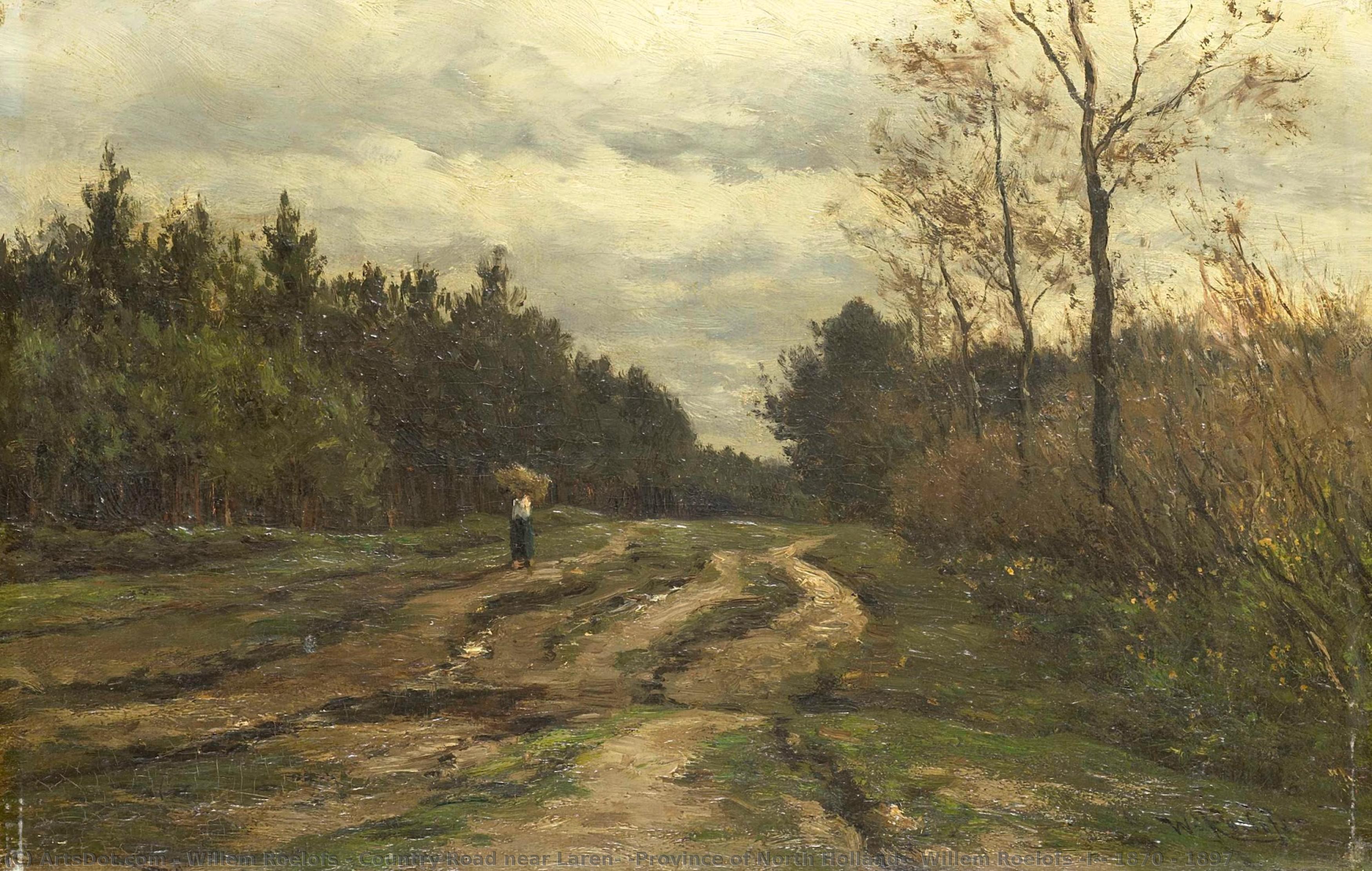 Country Road Near Laren, (province Of North Holland), Willem Roelofs (i), 1870 - 1897 — Willem Roelofs