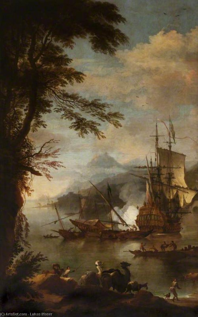 A Bay With Camels In The Foreground — Lukas Moser