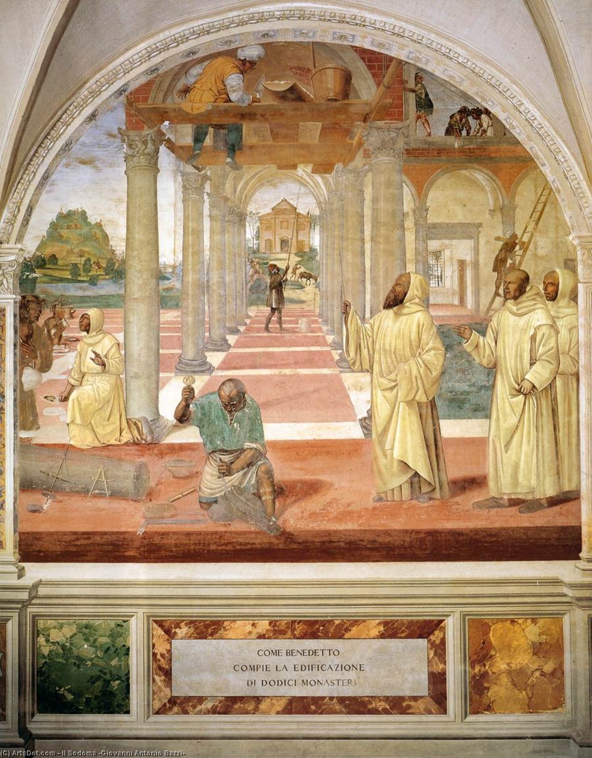 Life Of St Benedict, Scene 11: Benedict Founds Twelve Monasteries — Il Sodoma (giovanni Antonio Bazzi)