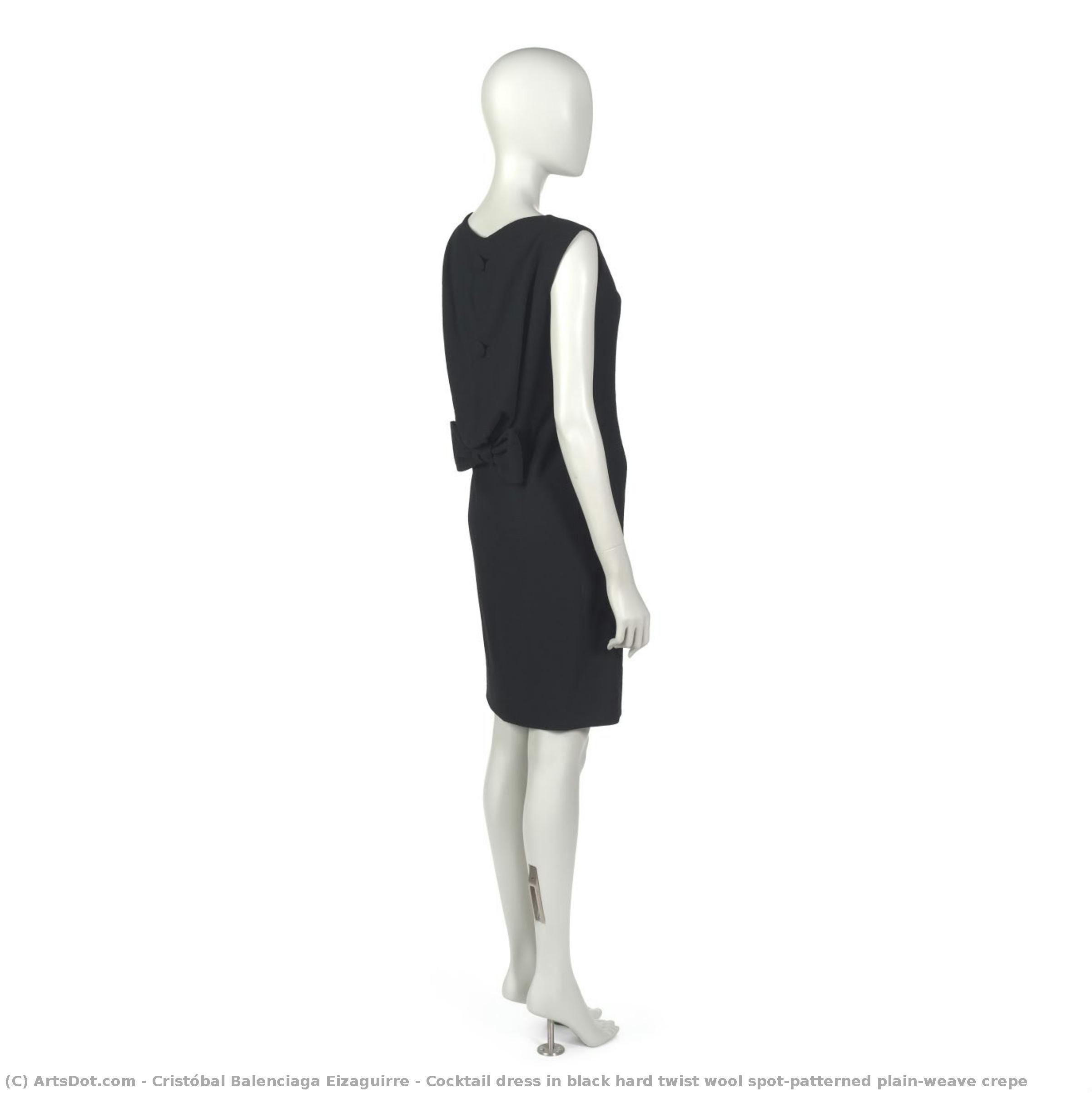 Cocktail Dress In Black Hard Twist Wool Spot-patterned Plain-weave Crepe — クリストバル・バレンシアガ