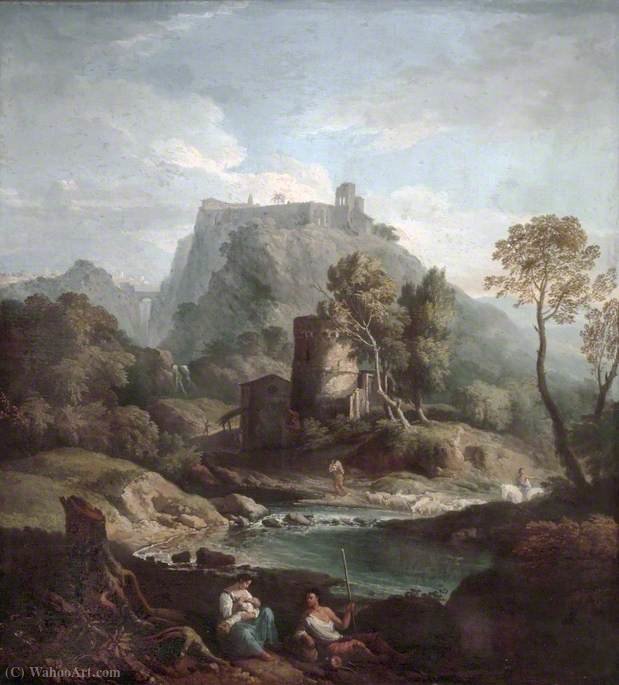 Classical Landscape With A Hill Town And A Shepherd Family — Jan Frans Van Bloemen