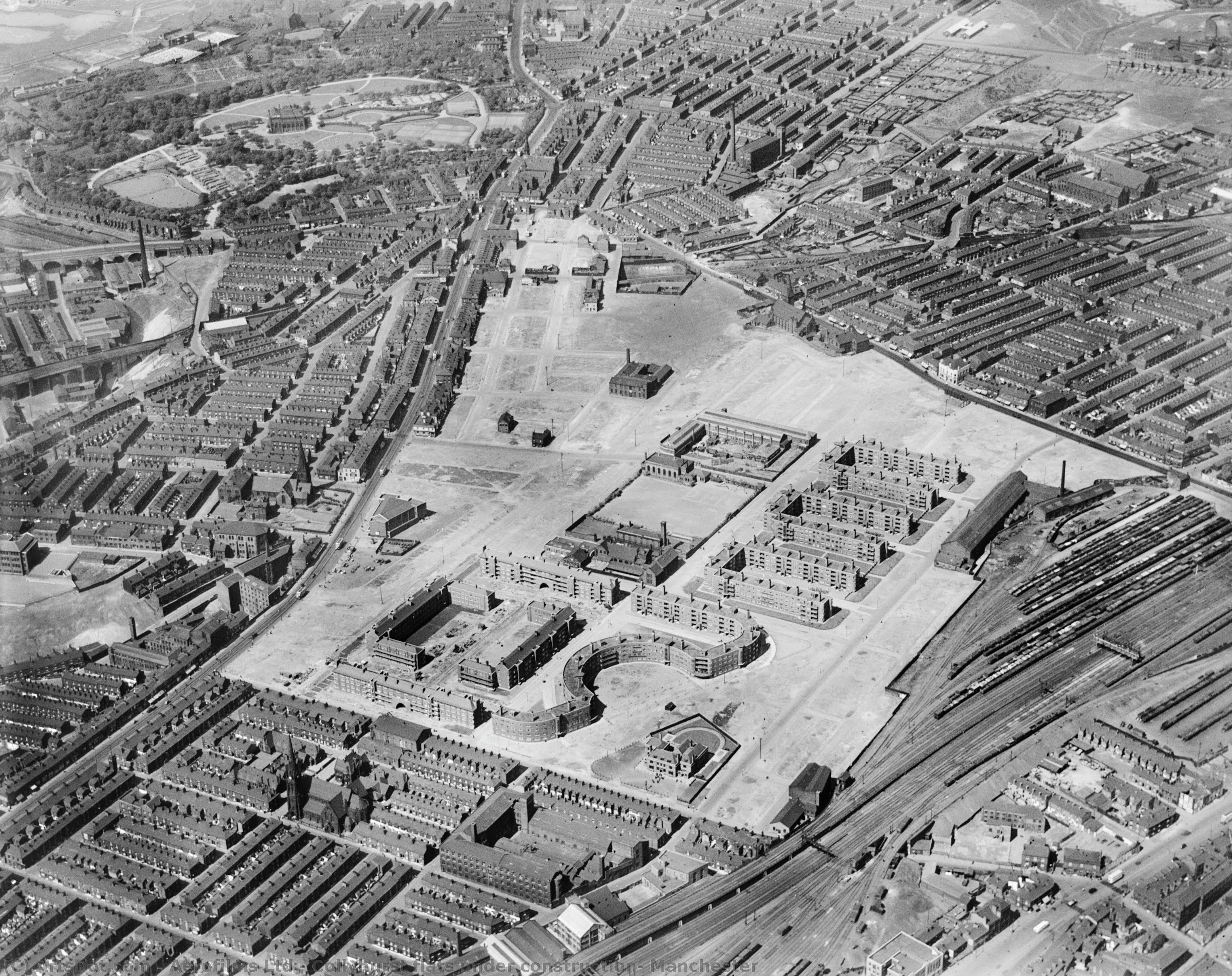 Collyhurst Flats Under Construction, Manchester — Aerofilms Ltd