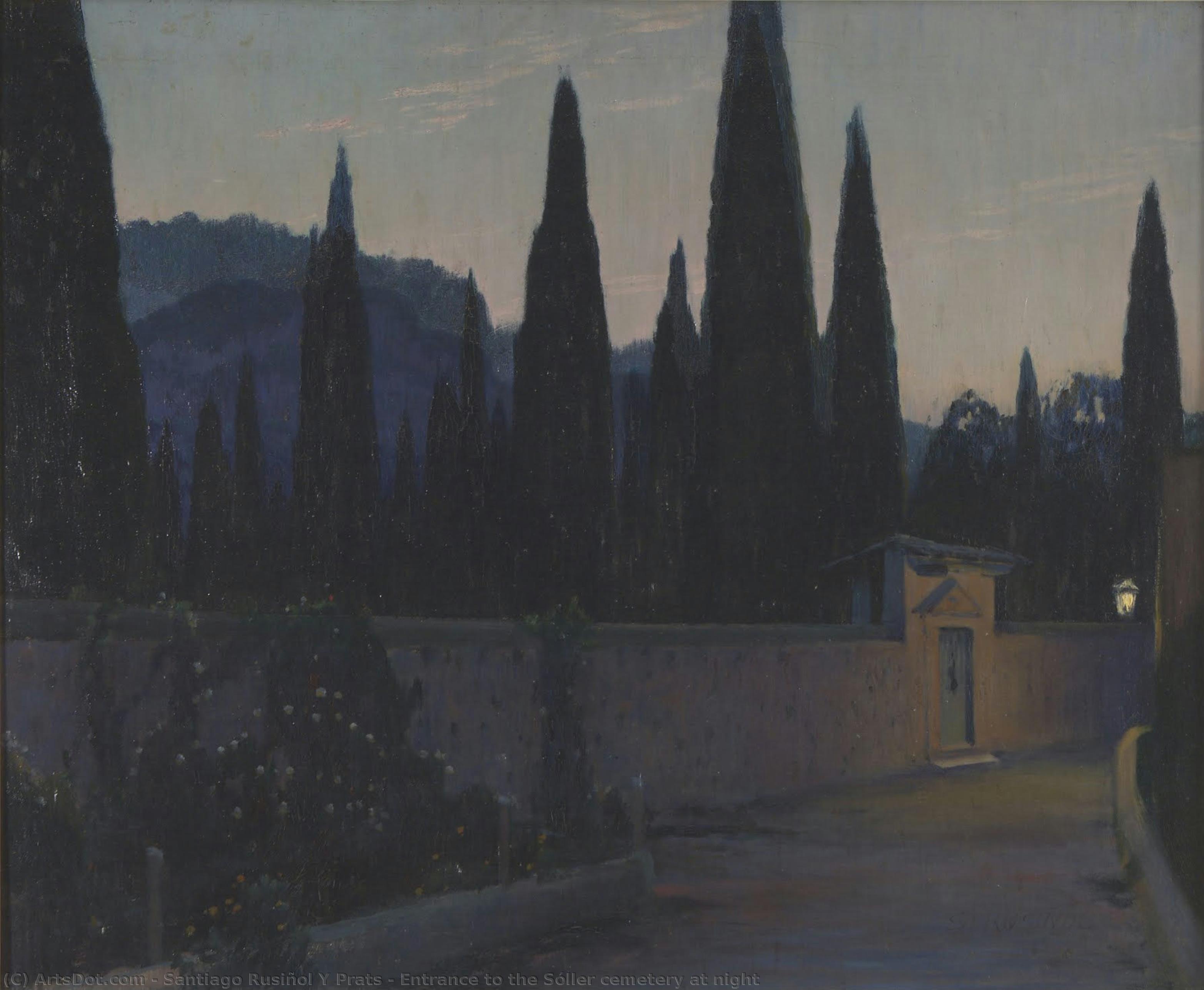 Entrance To The Sóller Cemetery At Night — Santiago Rusiñol Prats