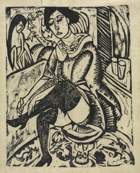 Woman Putting On Her Shoes — Ernst Ludwig Kirchner