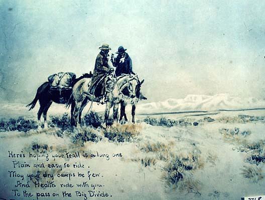 Two Cowboys And Their Horses, (painting) — Charles Marion Russell