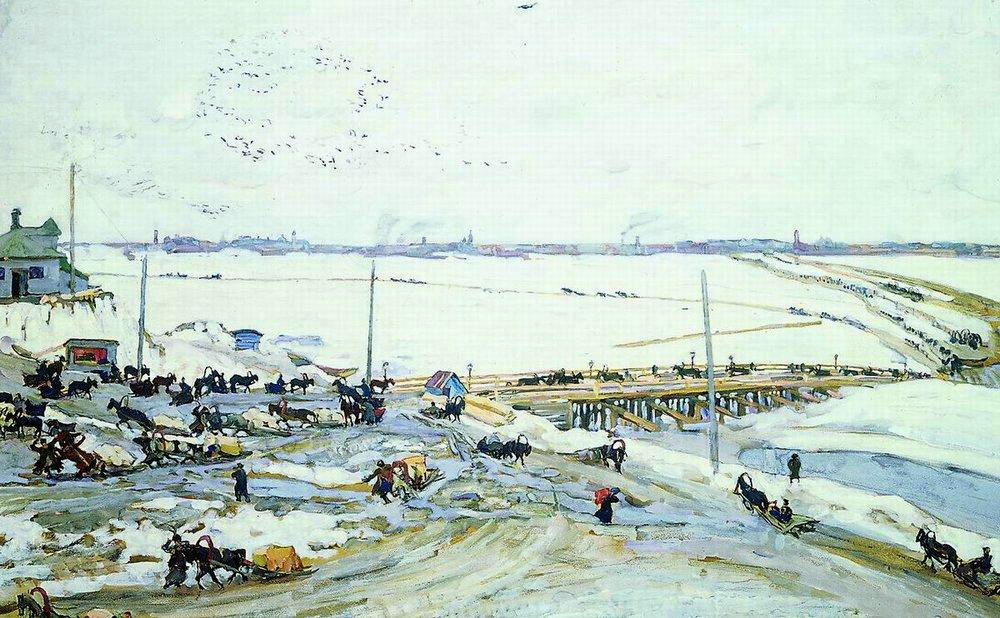 Crossing Through Oka. Nizhny Novgorod — Konstantin Yuon