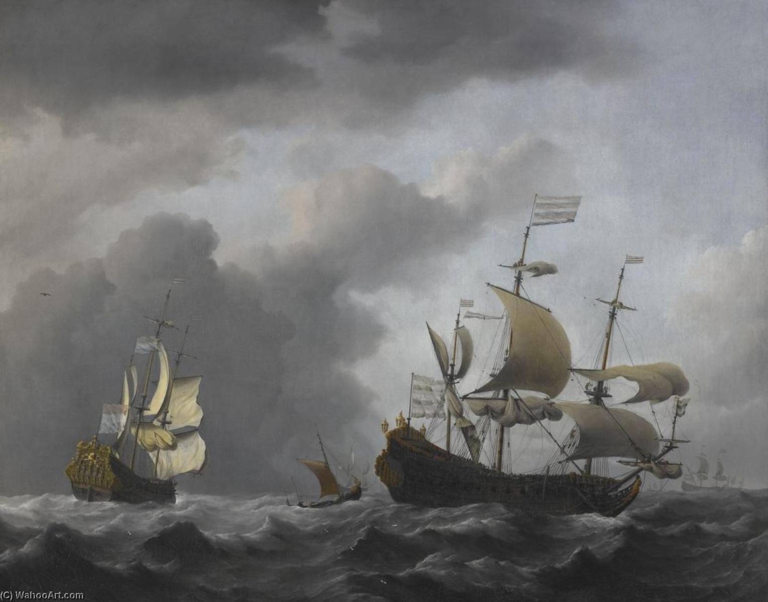 The Golden Leeuw At Sea In Heavy Weather — Вилем Ван Де Велде Млађи