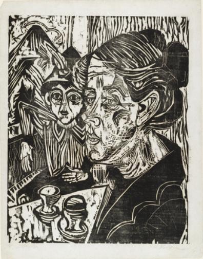 Peasant Woman With Boy At Table — Ерnst Лудвиг Киршнер