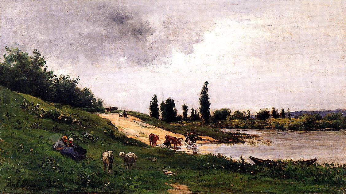 Washerwomen On The Riverbank — Charles-françois Daubigny
