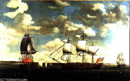 Portrait Of An East Indiaman In Three Positions Off — Francis Holman