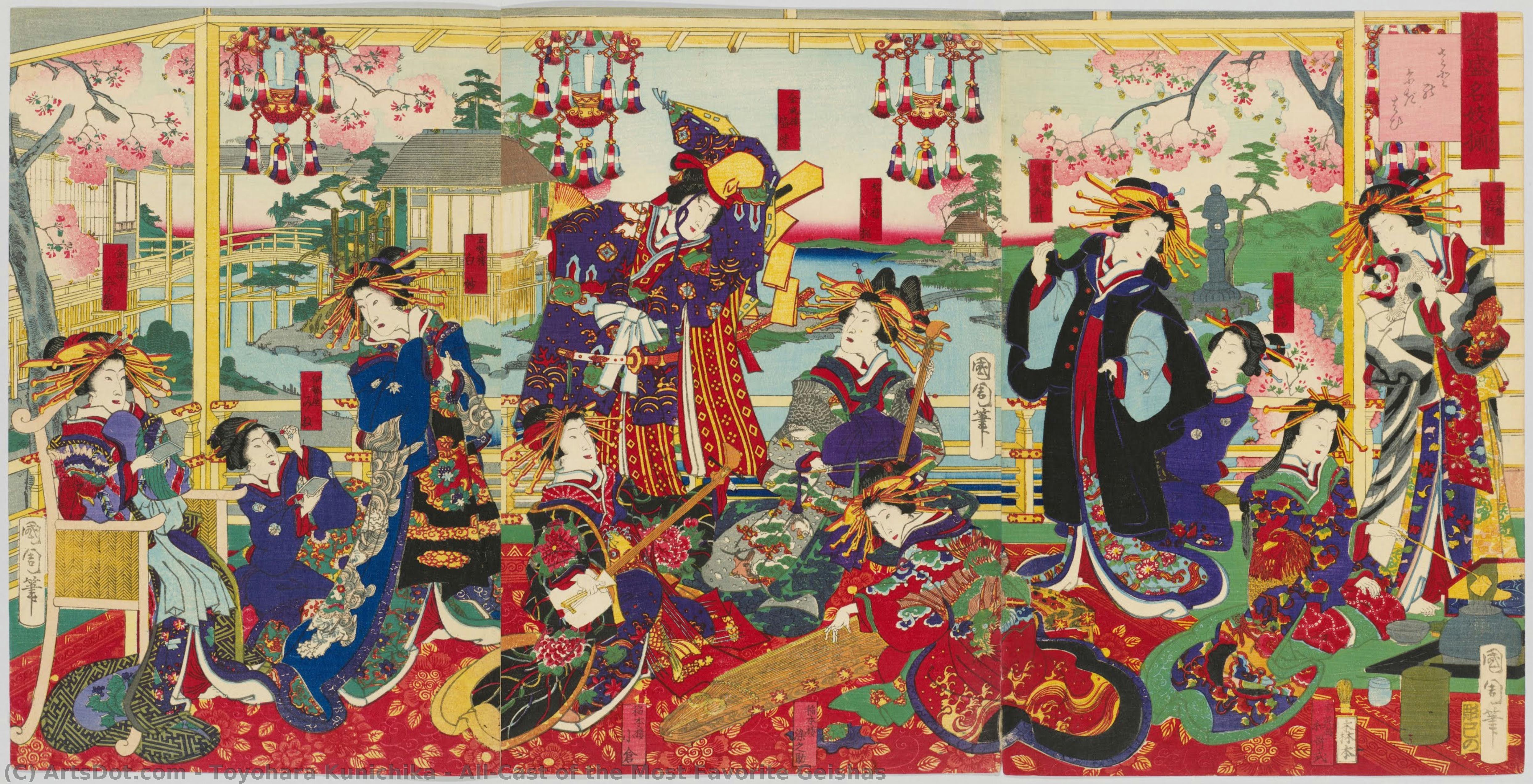 All-cast Of The Most Favorite Geishas — Toyohara Kunichika