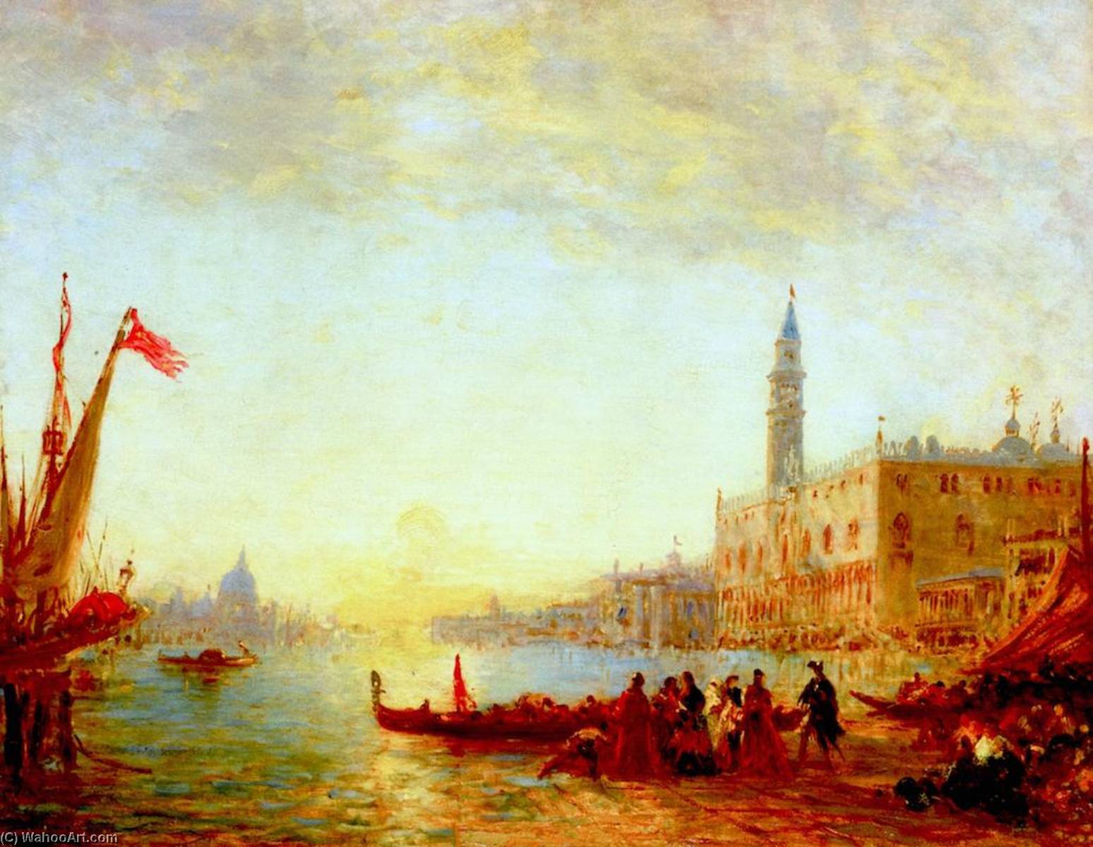 Embarquement Quai Des Esclavons, Durant Une Inondation — Felix Francois Georges Philbert Ziem