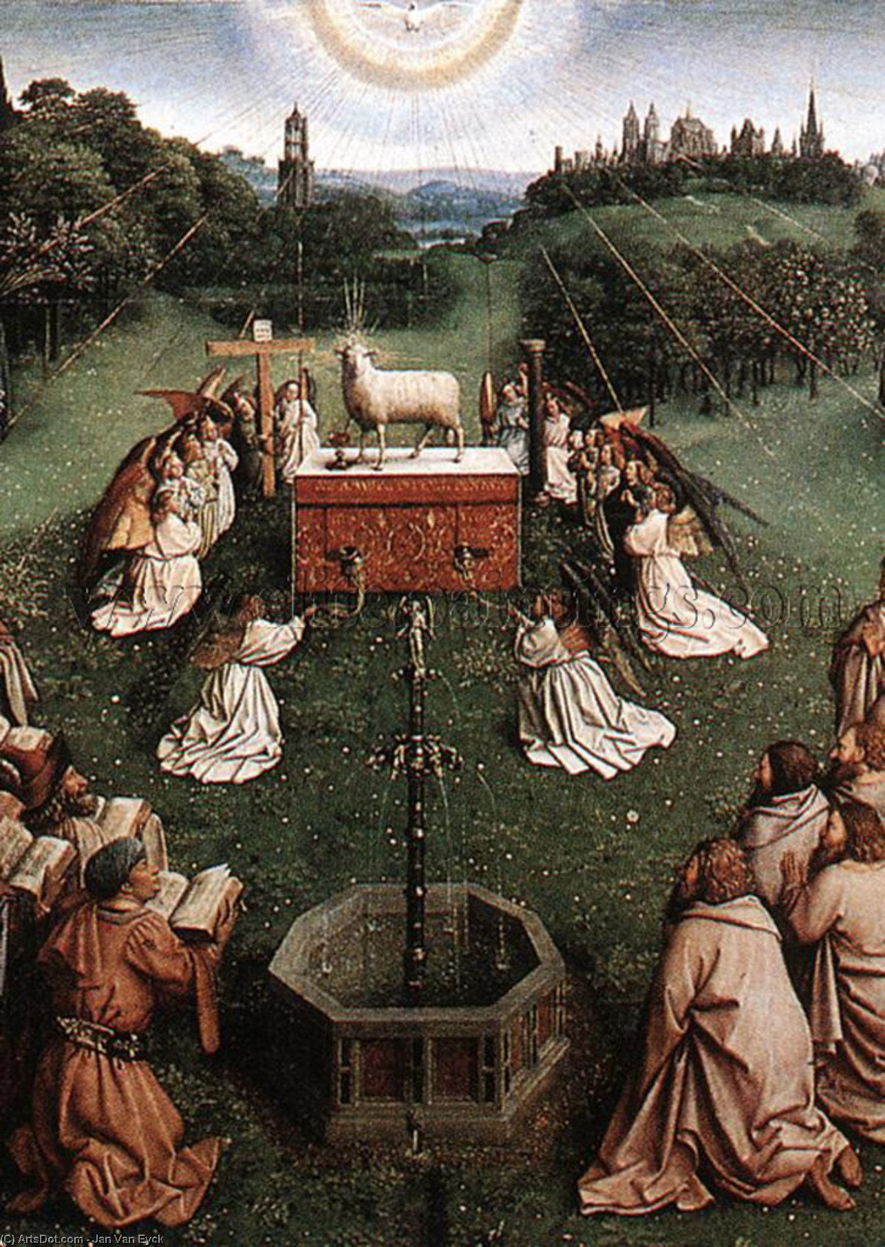Die Gnadenlobendeste Taube Des Altarstücks (zentraldetail) — Jan Van Eyck