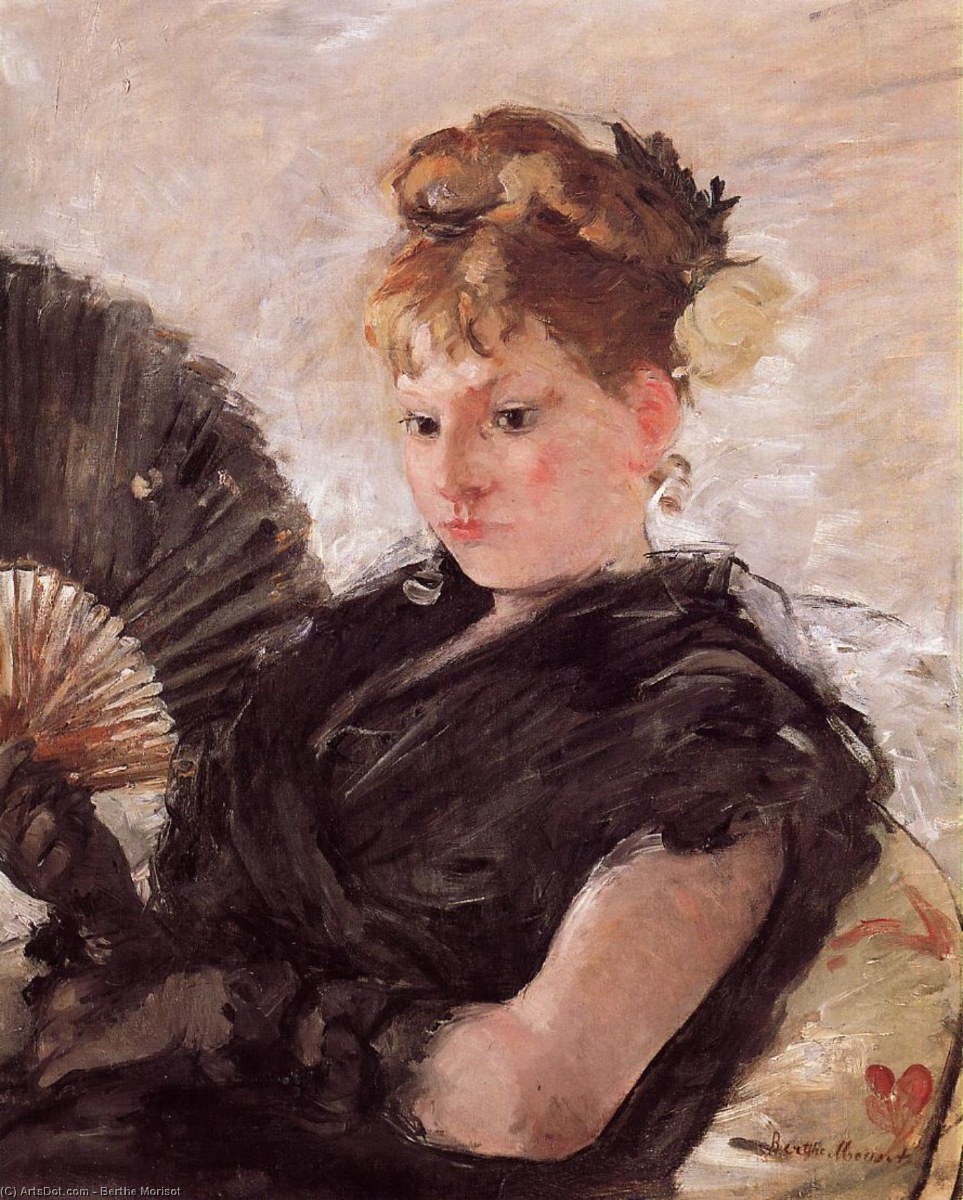 Woman With A Fan (also Known As Head Of A Girl) — Berthe Morisot